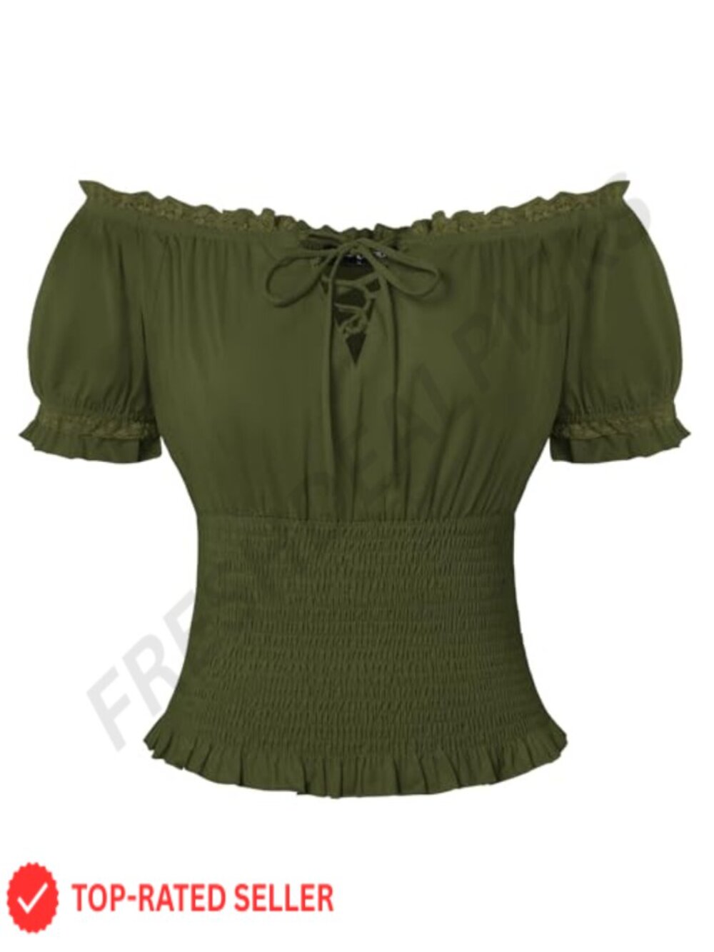 Peasant Blouse Off Shoulder Puff Sleeve Cotton Top